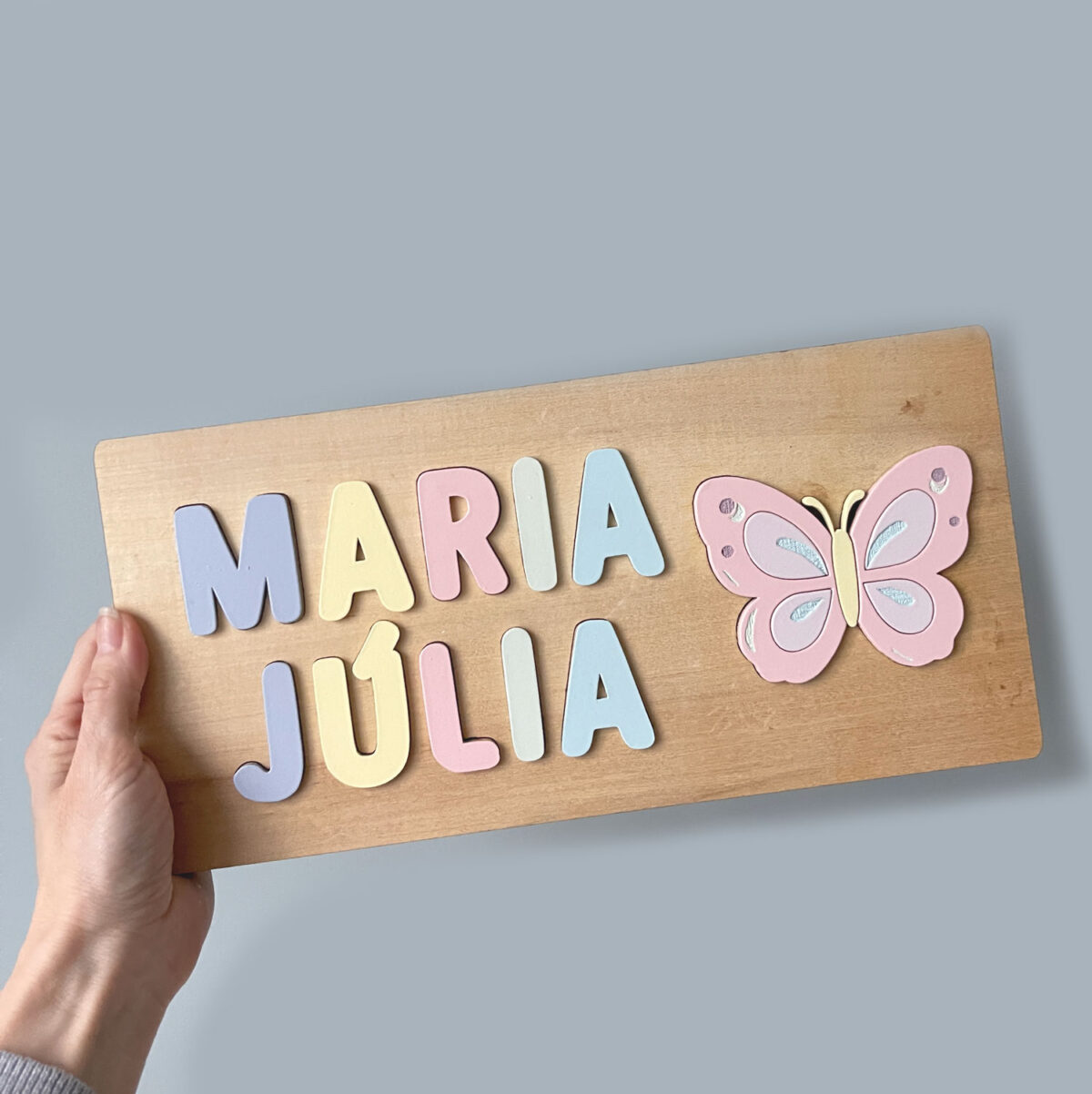 Brinquedo de Madeira Nome de Encaixe Borboleta