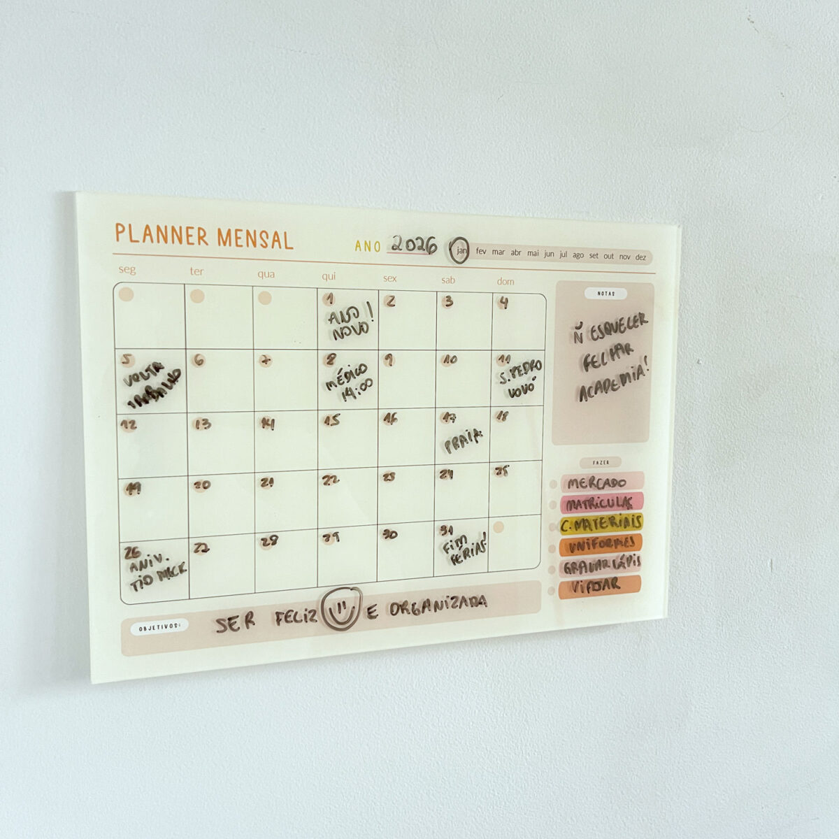 Planner Acrílico Mensal - Nude