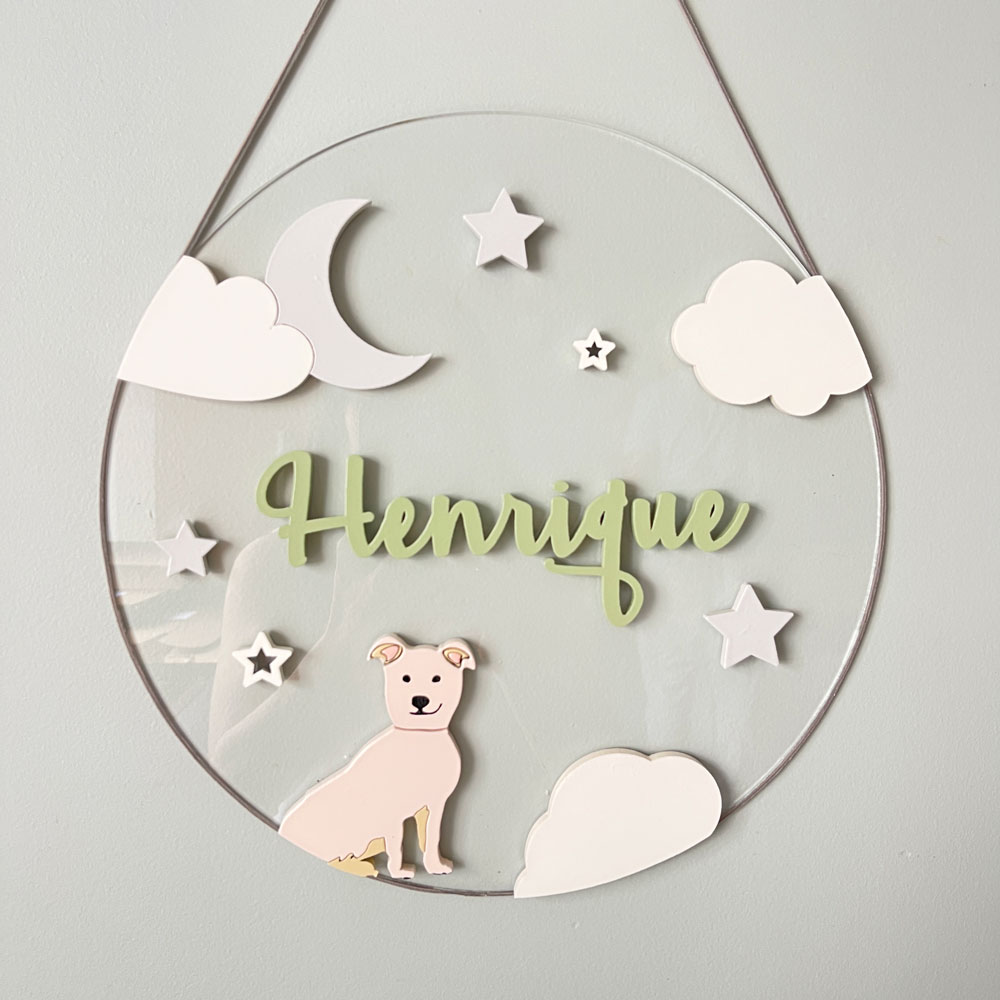 Porta Maternidade de Acrílico 3D Cachorro