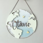 Porta Maternidade de Acrílico 3D Mapa