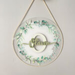 Porta Maternidade de Acrílico Guirlanda Verde Inicial