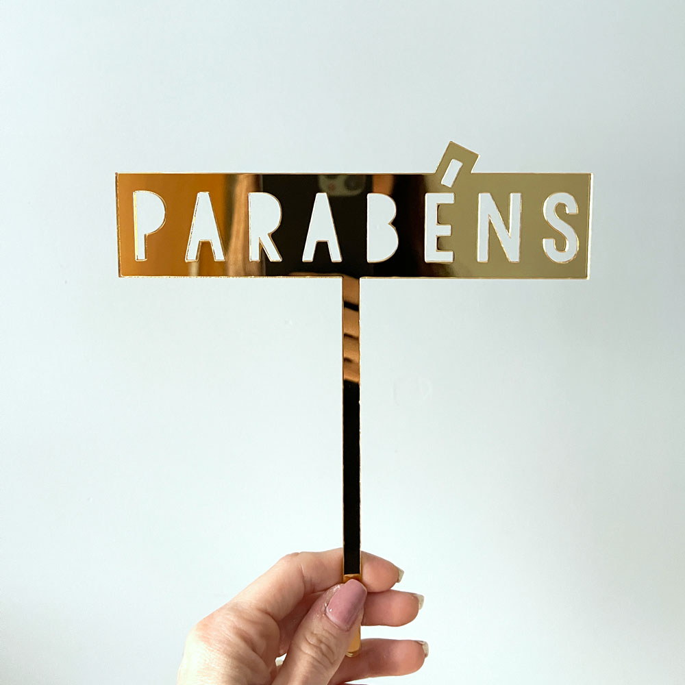 Topo de Bolo Acrílico Parabéns